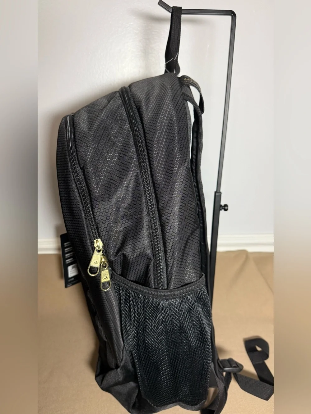 Adidas Excelerator Black Backpack with Gold Logo & Accents